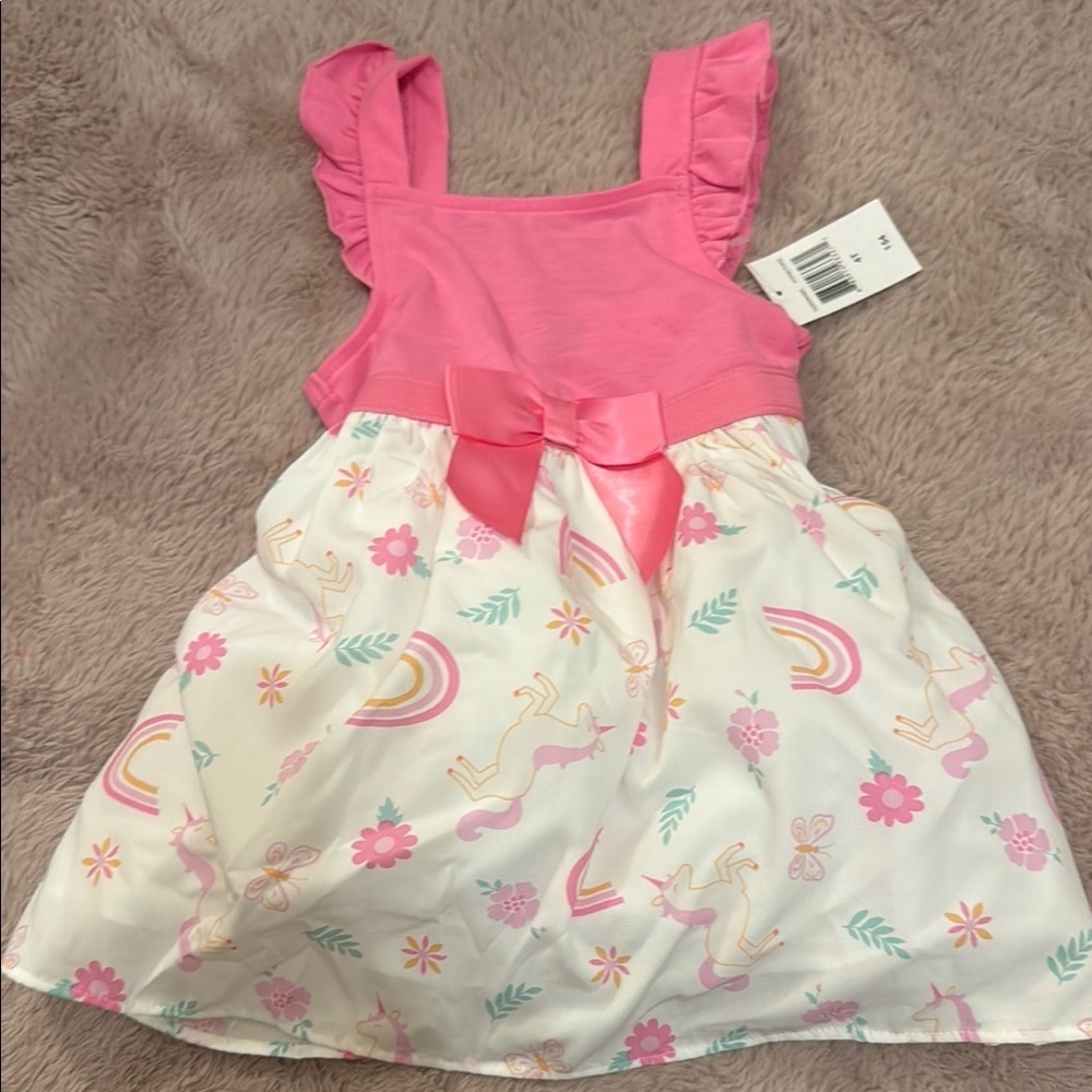 Pink Unicorn Dress with Ruffle Straps